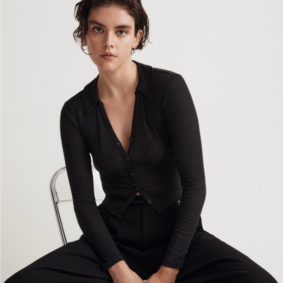 Madewell Tops - Madewell Variegated Rib V-Neck Polo Shirt